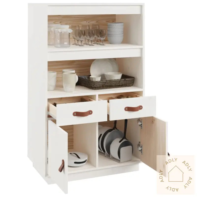 Highboard Hvit 67X40X108,5 Cm Heltre Furu