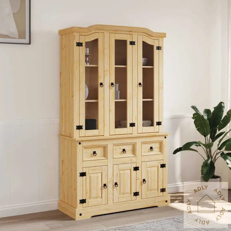 Highboard Corona Brun 112X43X196 Cm Heltre Meksikansk Furu