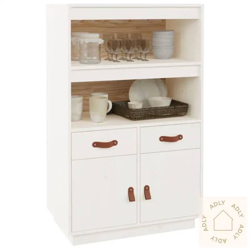 Highboard Hvit 67X40X108,5 Cm Heltre Furu