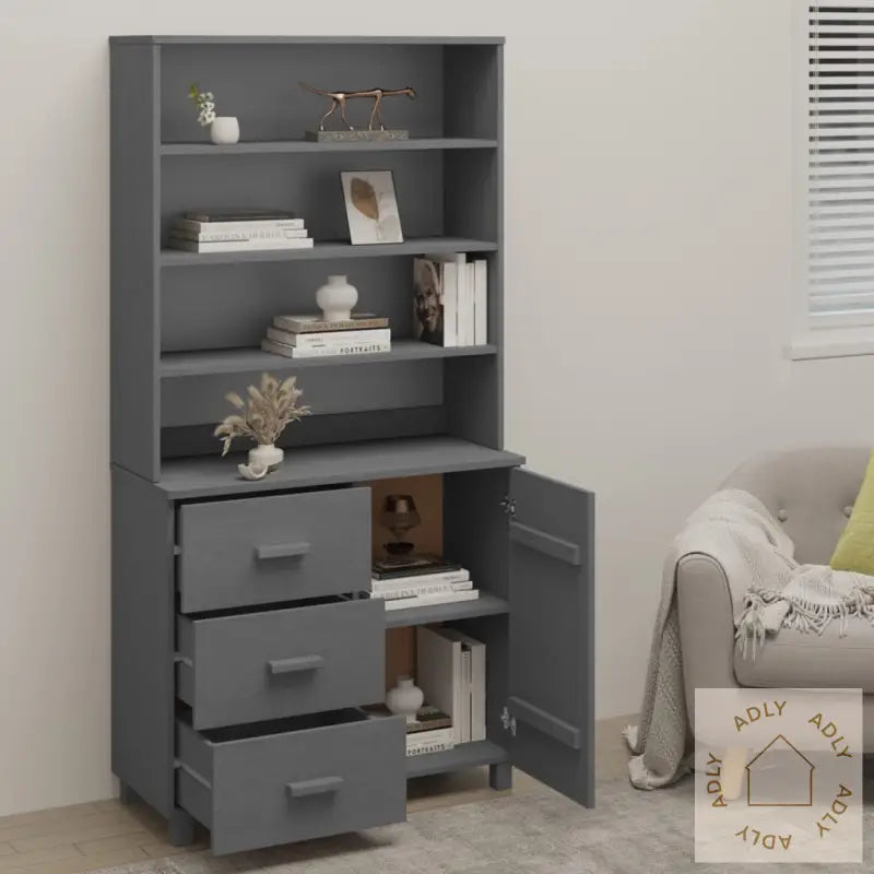 Highboard Hamar Heltre Furu Mørkegrå