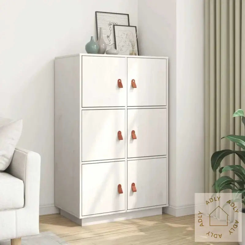 Highboard Hvit 67X40X108,5 Cm Heltre Furu