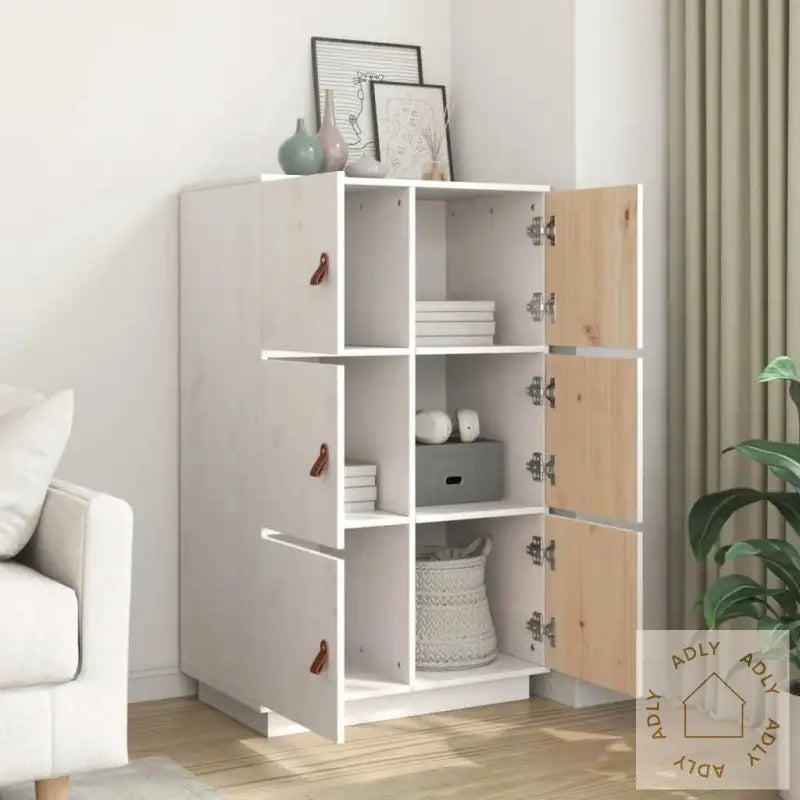 Highboard Hvit 67X40X108,5 Cm Heltre Furu