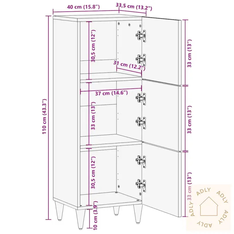 Highboard 40X33,5X110 Cm Heltre Mango