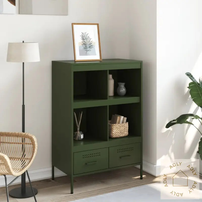 Highboard Olivengrønn 68X39X101,5 Cm Stål