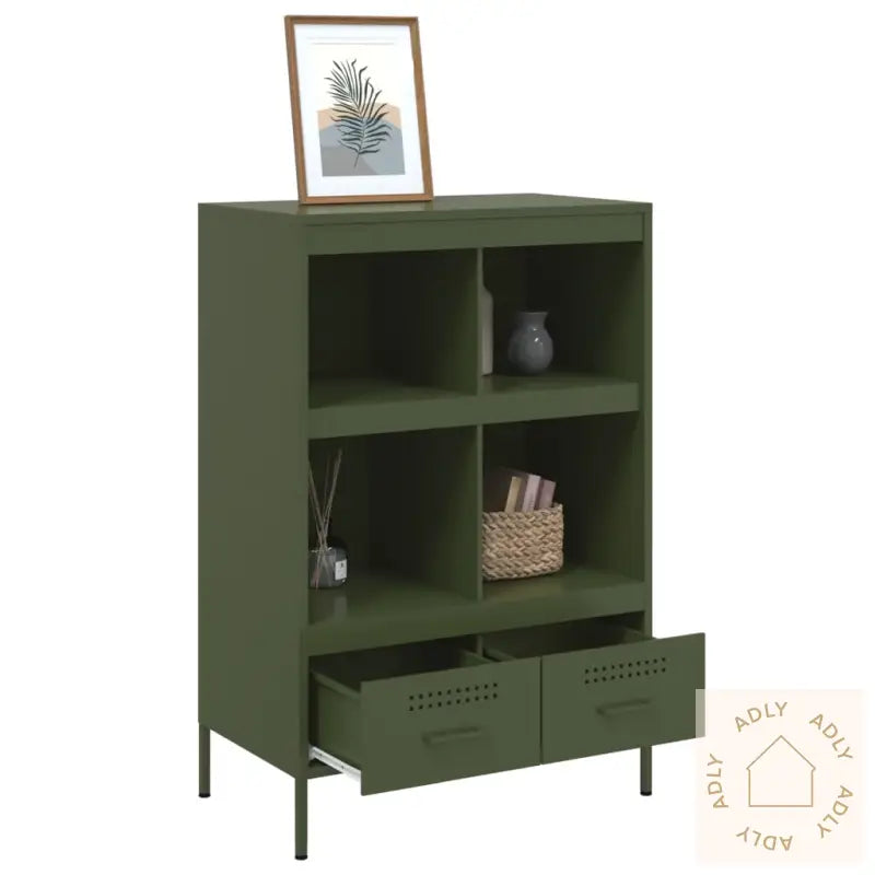 Highboard Olivengrønn 68X39X101,5 Cm Stål