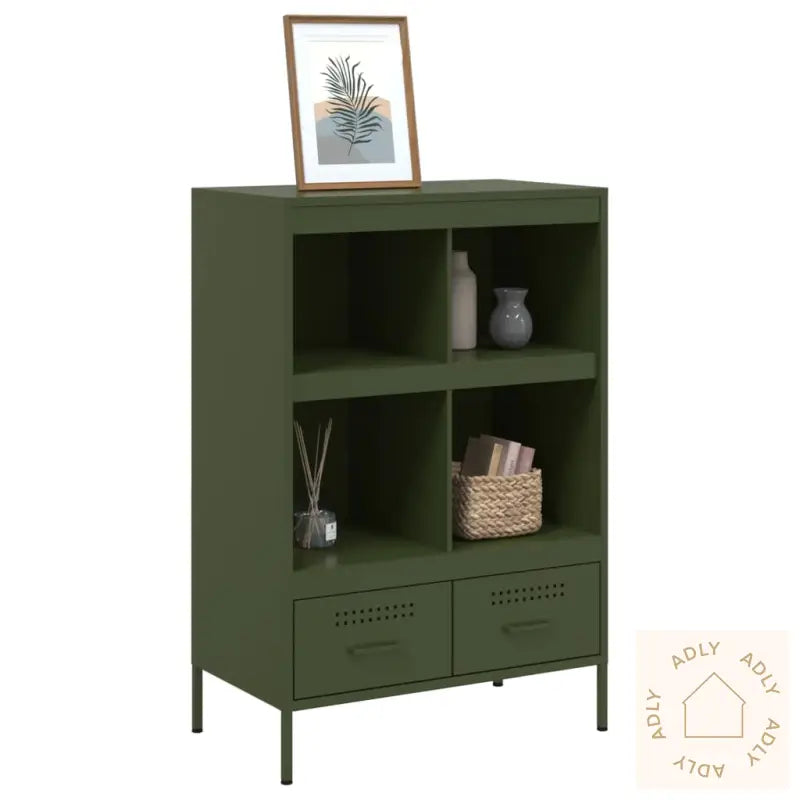 Highboard Olivengrønn 68X39X101,5 Cm Stål