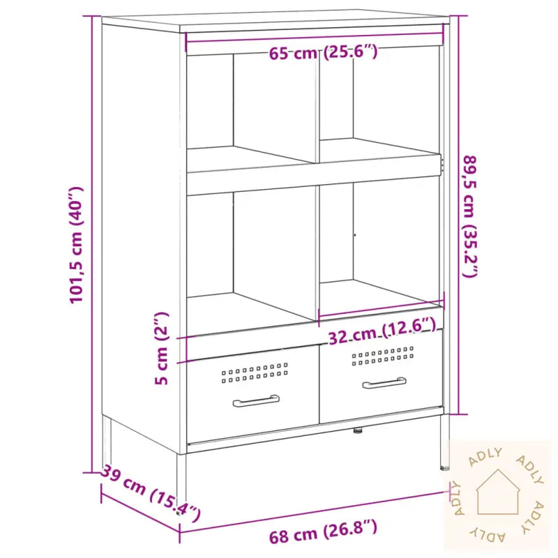 Highboard Olivengrønn 68X39X101,5 Cm Stål