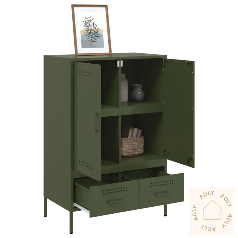 Highboard Olivengrønn 68X39X101,5 Cm Stål
