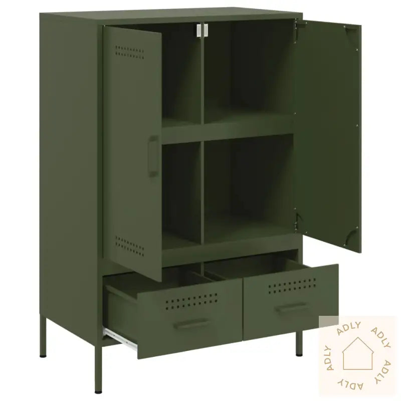 Highboard Olivengrønn 68X39X101,5 Cm Stål