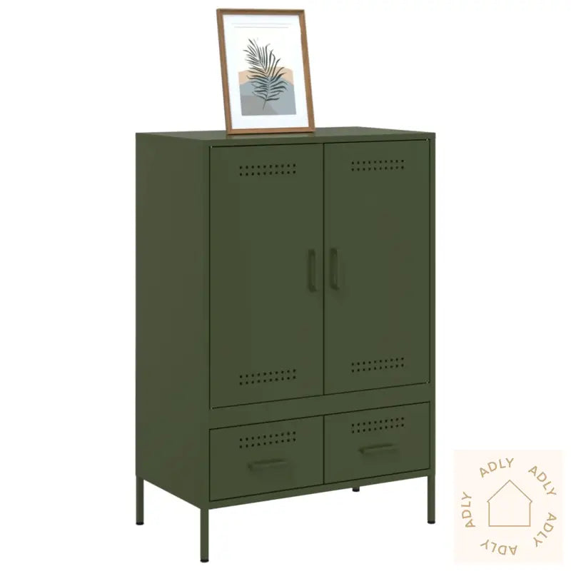 Highboard Olivengrønn 68X39X101,5 Cm Stål