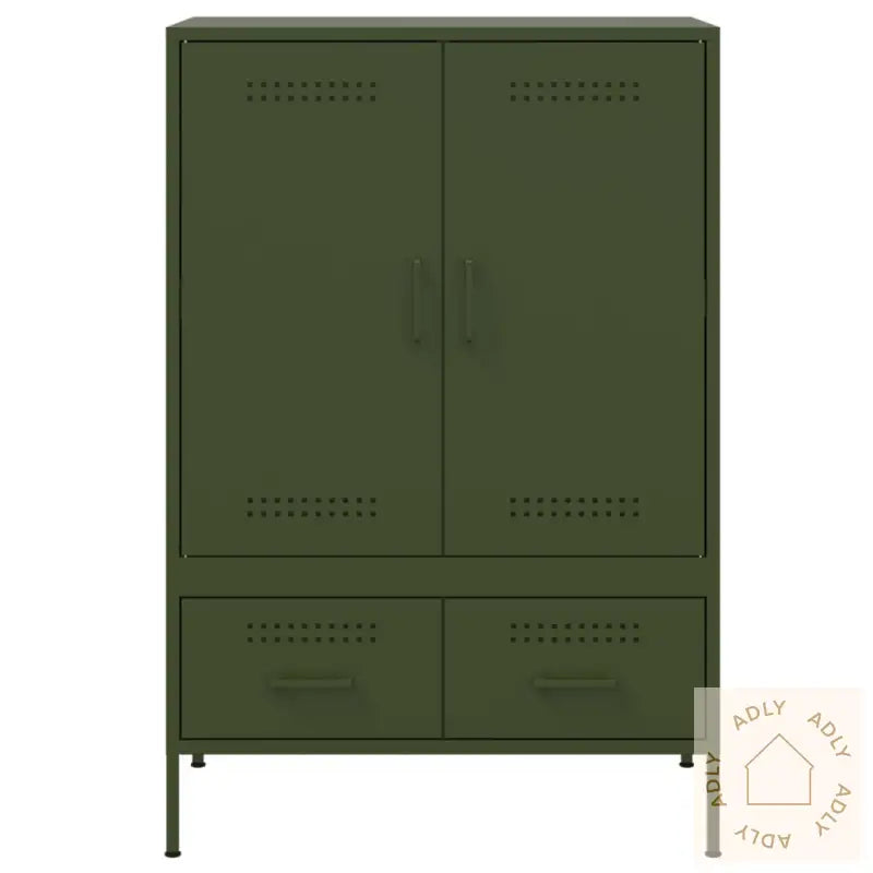 Highboard Olivengrønn 68X39X101,5 Cm Stål