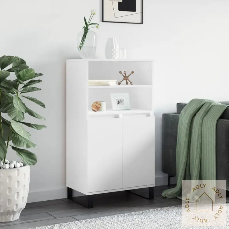 Highboard Hvit 60X36X110 Cm Konstruert Tre