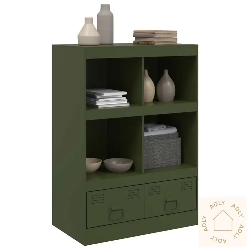 Highboard Olivengrønn 67X39X95 Cm Stål