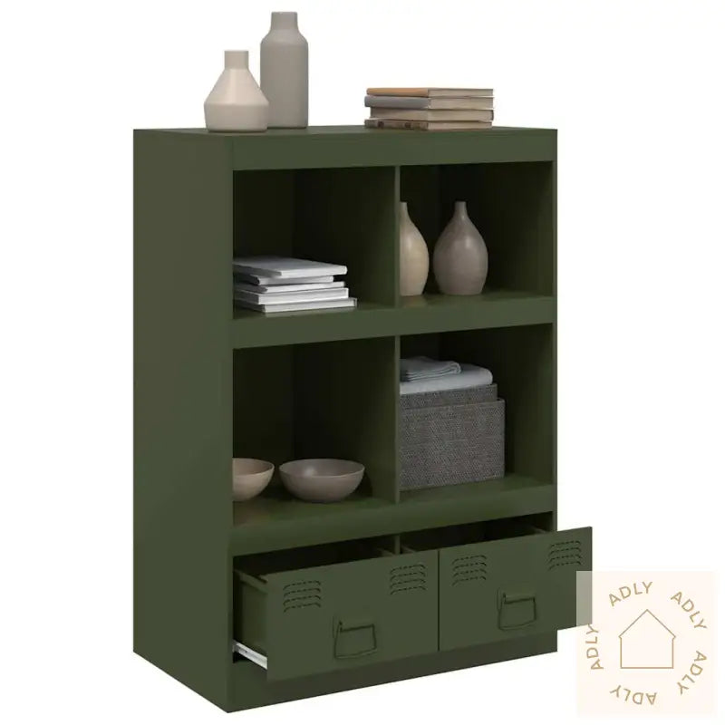 Highboard Olivengrønn 67X39X95 Cm Stål