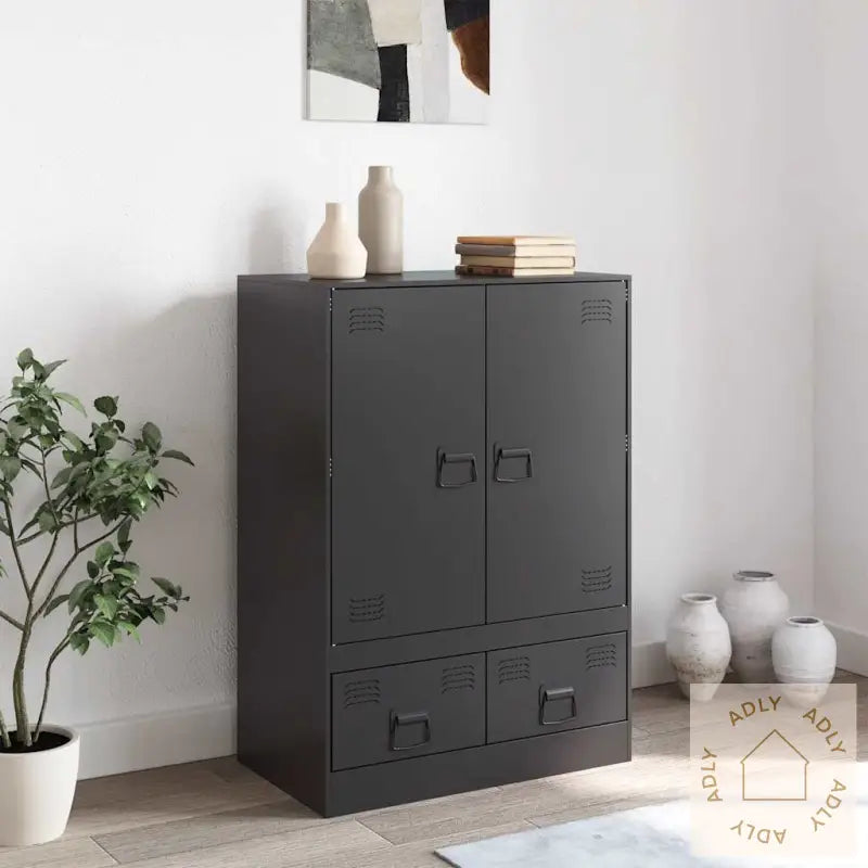 Highboard Svart 67X39X95 Cm Stål
