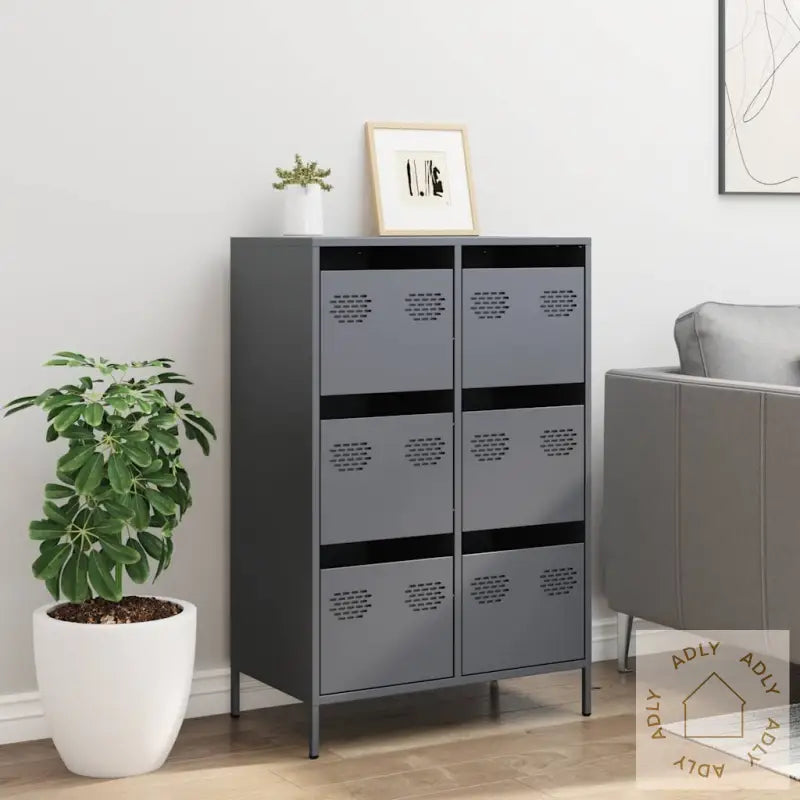 Highboard Antrasitt 68X39X101,5 Cm Stål