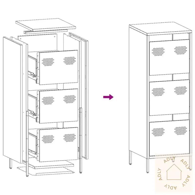 Highboard Antrasitt 39X35X103,5 Cm Stål