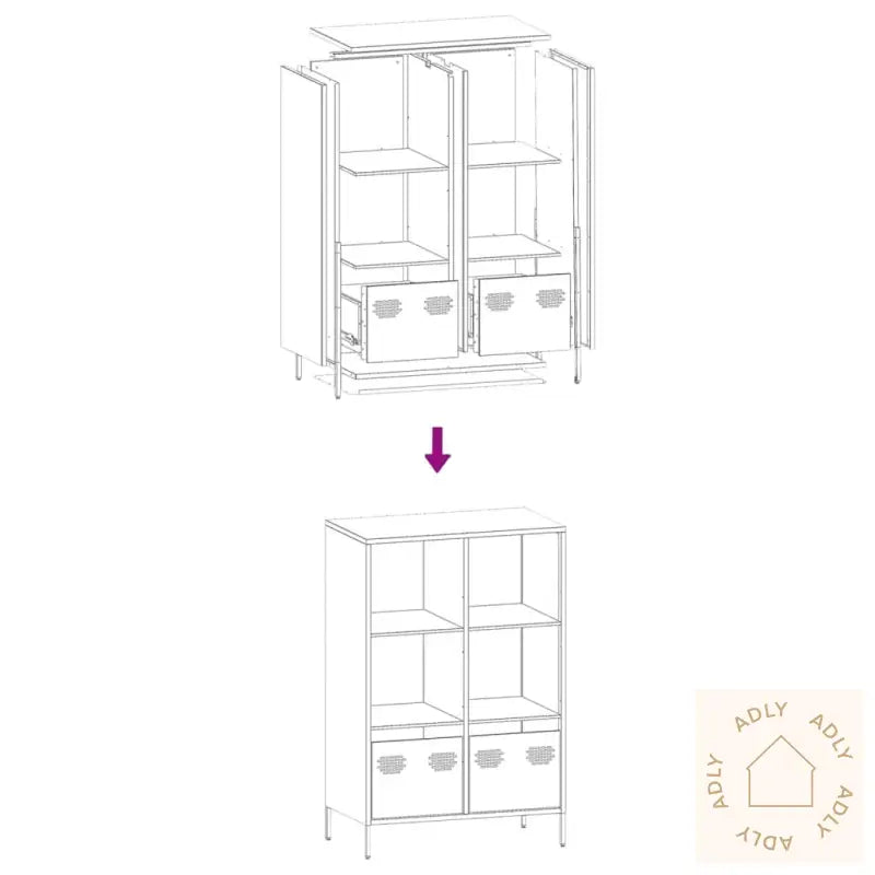 Highboard Antrasitt 68X39X103,5 Cm Stål