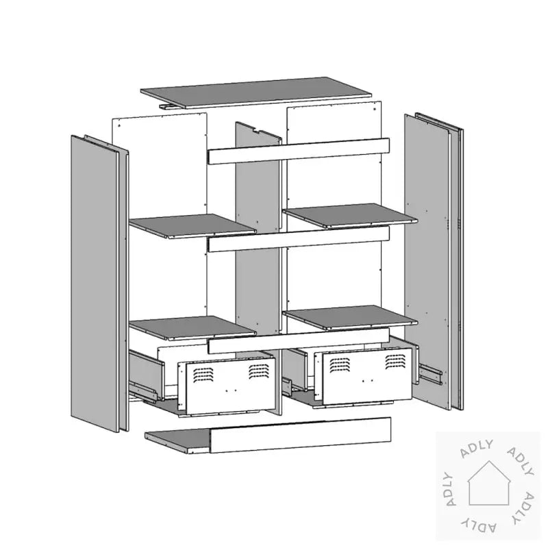 Highboard Hvit 67X39X95 Cm Stål