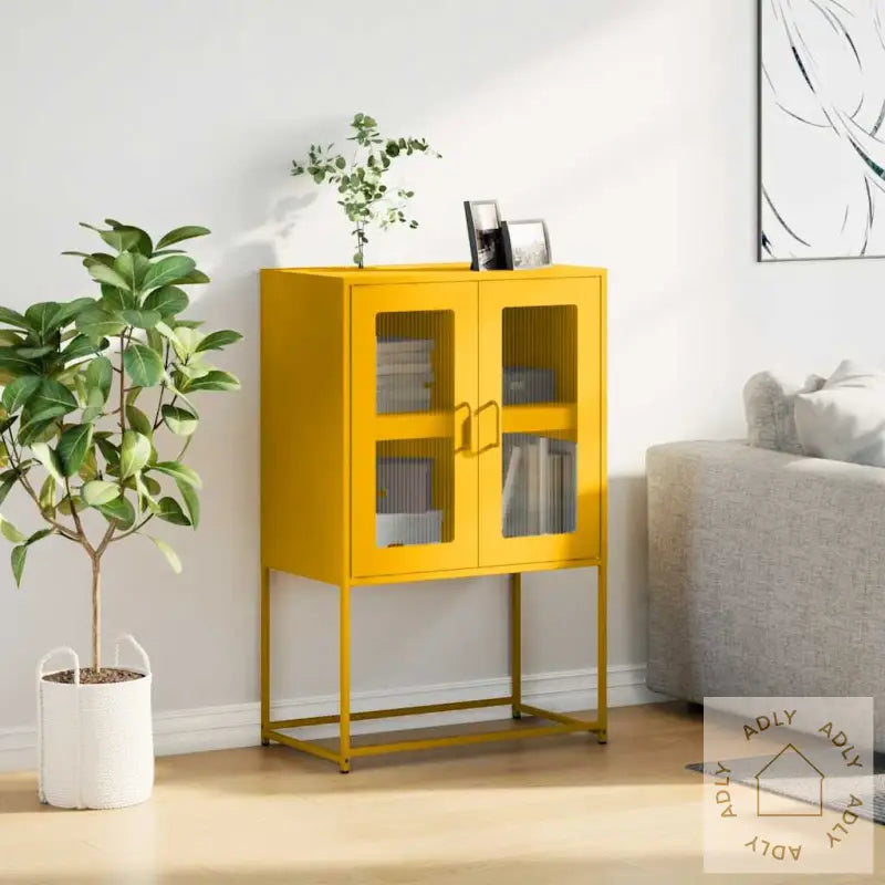 Highboard Sennep Gul 68X39X107 Cm Stål