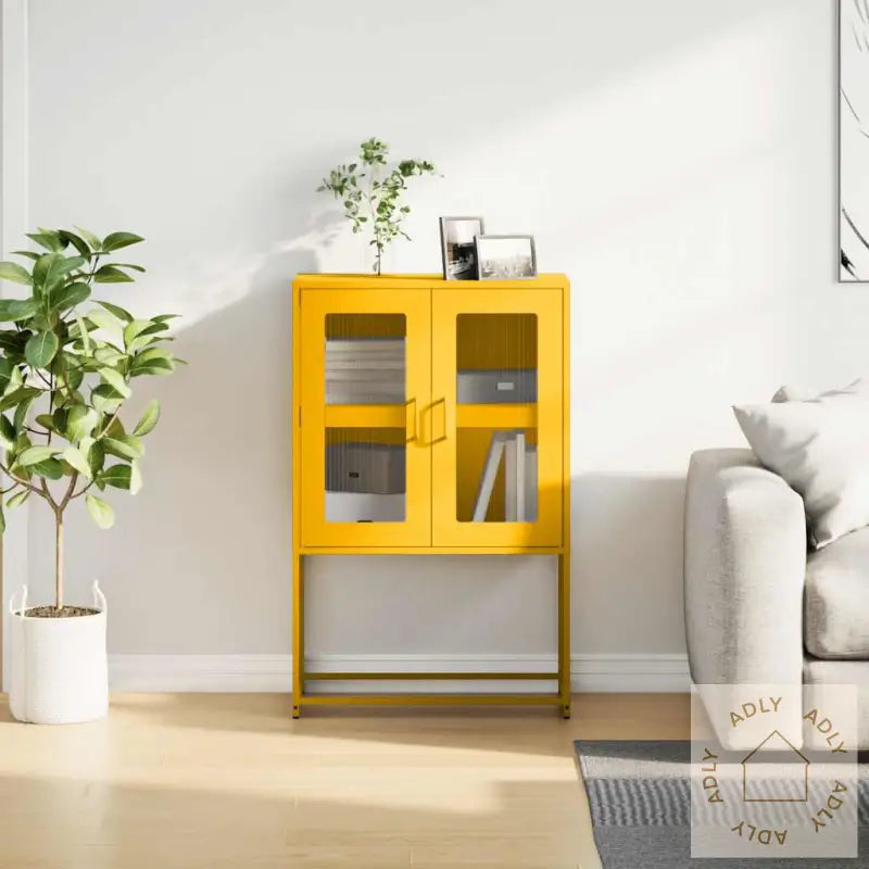 Highboard Sennep Gul 68X39X107 Cm Stål