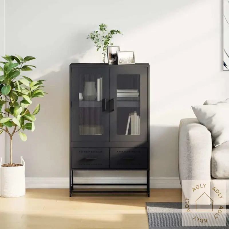 Highboard Svart 68X39X111,5 Cm Stål