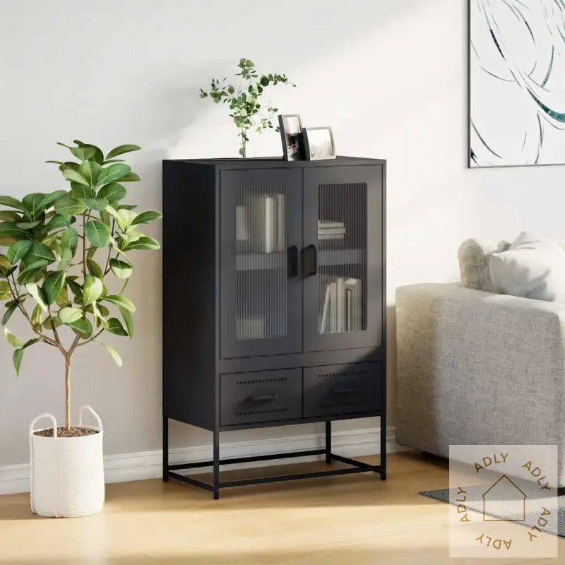 Highboard Svart 68X39X111,5 Cm Stål