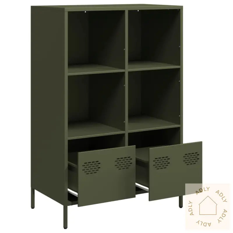 Highboard Olivengrønn 68X39X103,5 Cm Stål