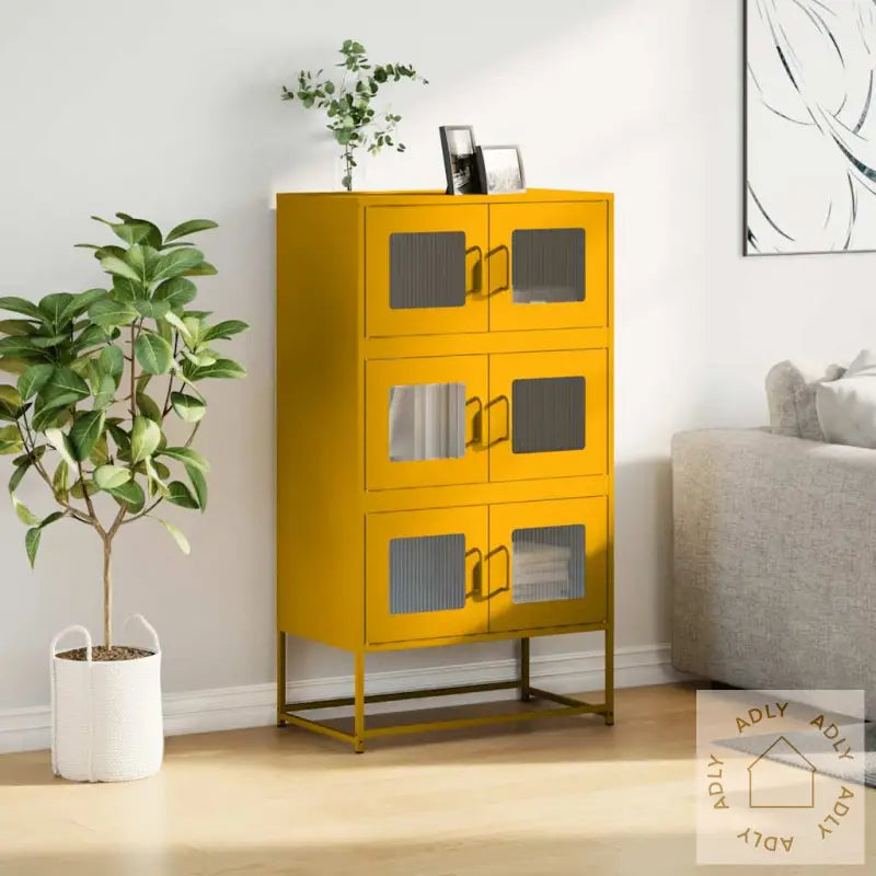 Highboard Sennepsgul 68X39X123 Cm Stål