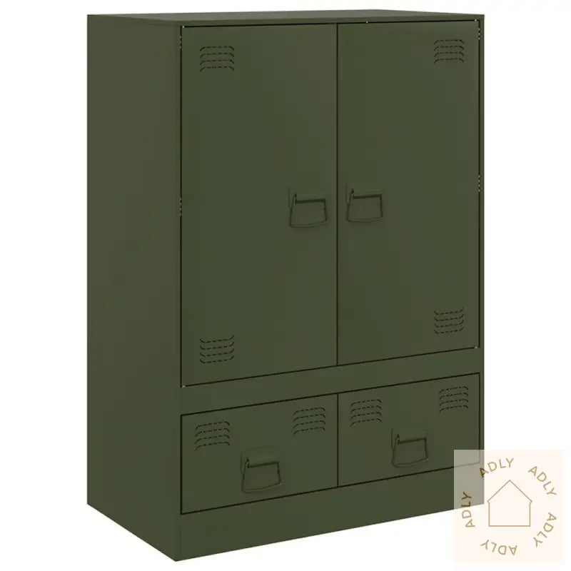Highboard Olivengrønn 67X39X95 Cm Stål