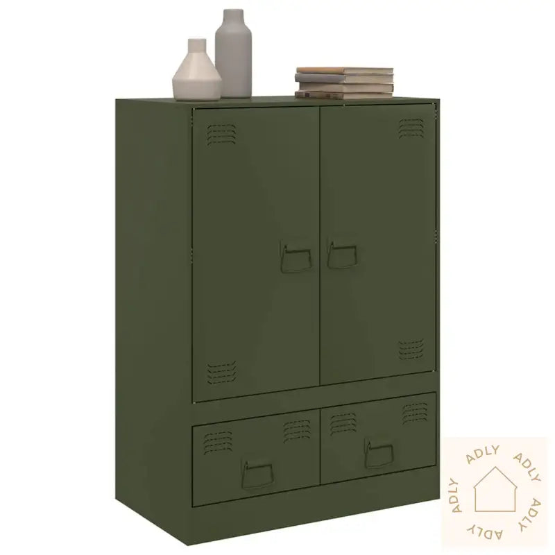 Highboard Olivengrønn 67X39X95 Cm Stål