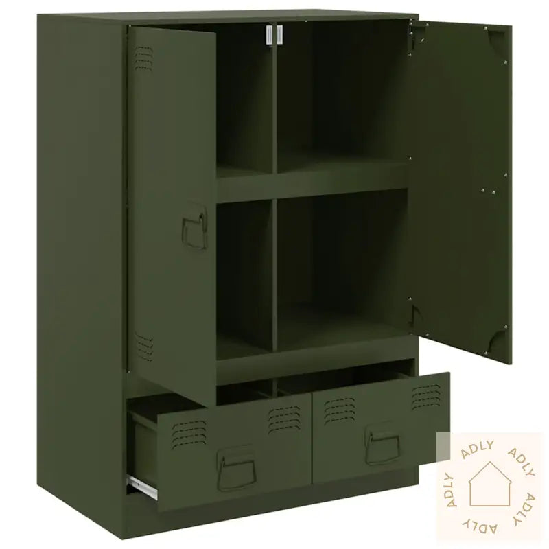 Highboard Olivengrønn 67X39X95 Cm Stål