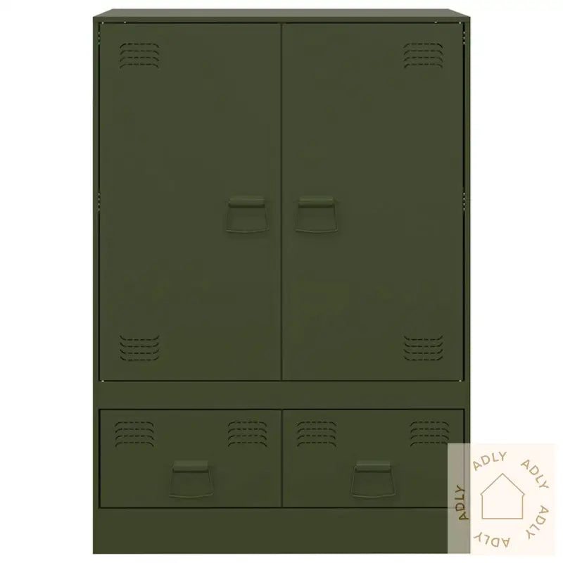 Highboard Olivengrønn 67X39X95 Cm Stål
