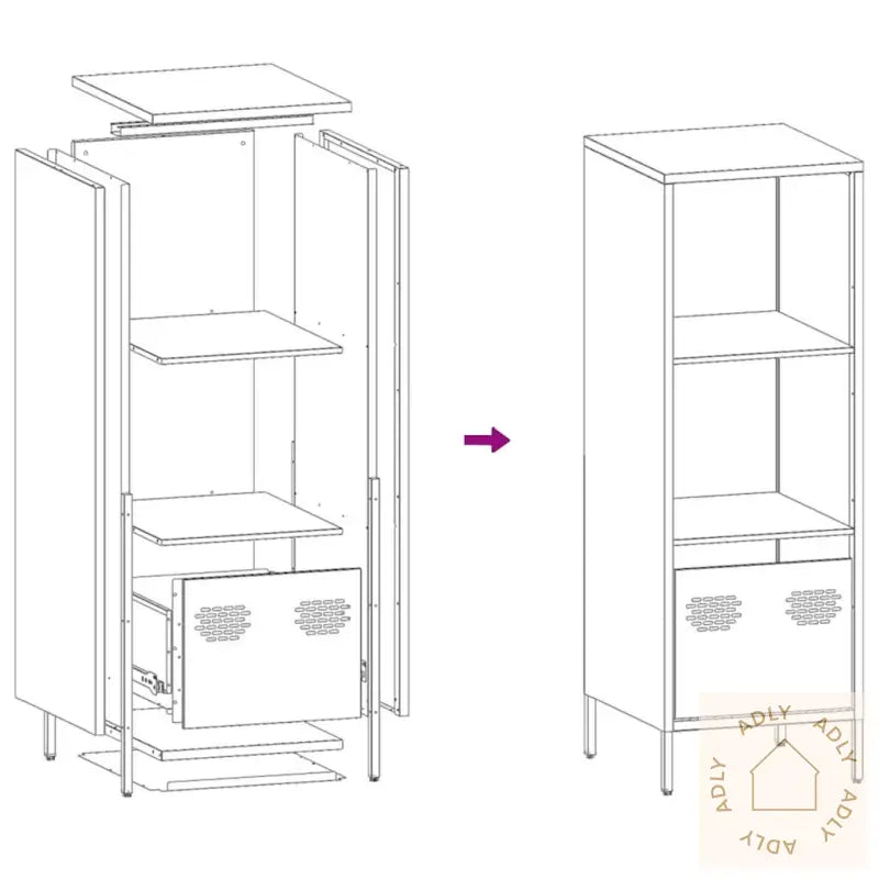 Highboard Antrasitt 35X39X103,5 Cm Stål