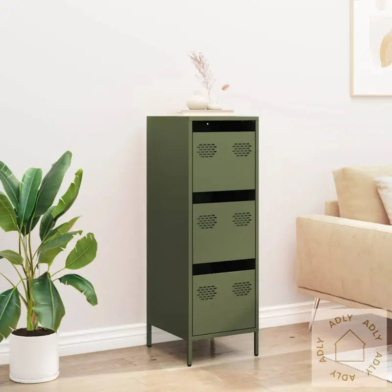 Highboard Olivengrønn 39X35X103,5 Cm Stål