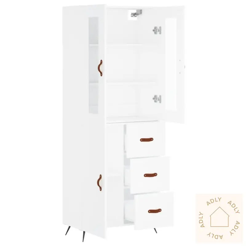 Highboard Hvit 69,5X34X180 Cm Konstruert Tre