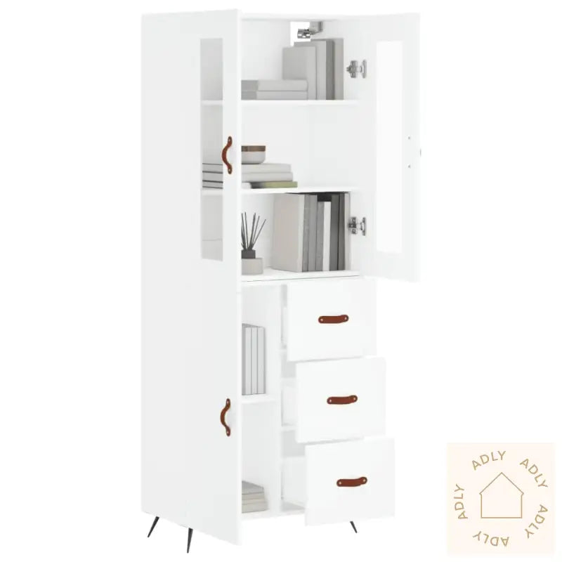 Highboard Hvit 69,5X34X180 Cm Konstruert Tre