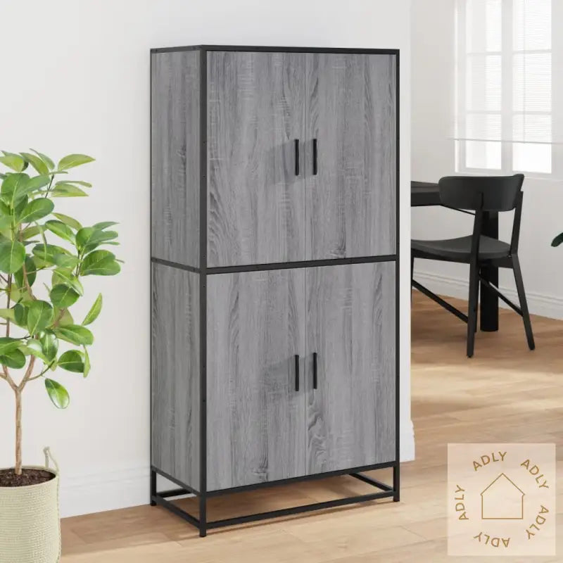 Highboard Grå Sonoma 68X35X139 Cm Konstruert Tre