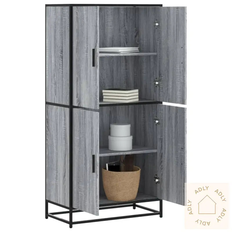 Highboard Grå Sonoma 68X35X139 Cm Konstruert Tre