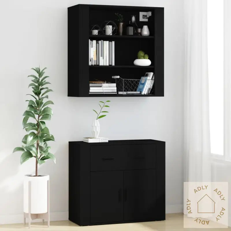 Highboard Svart Konstruert Tre