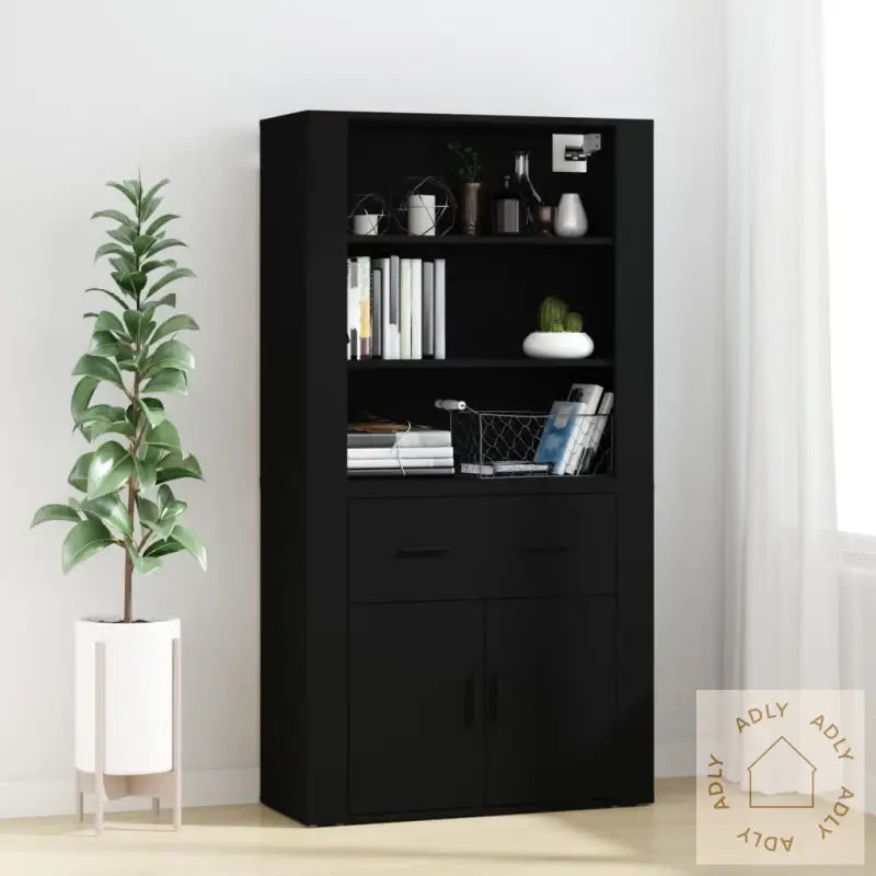 Highboard Svart Konstruert Tre
