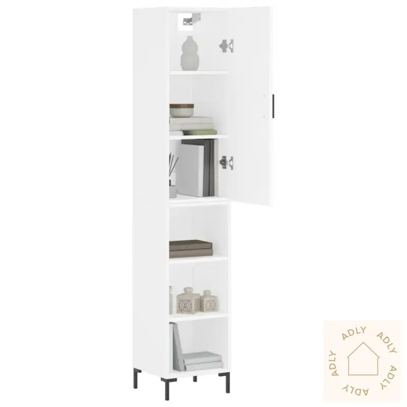 Highboard Hvit 34,5X34X180 Cm Konstruert Tre