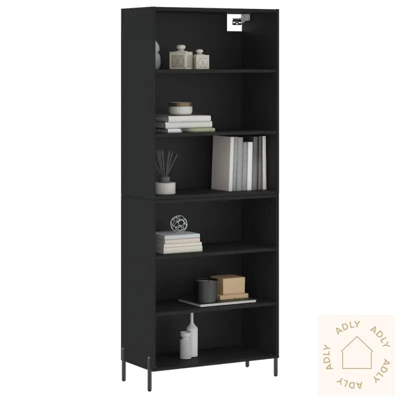 Highboard Svart 69,5X32,5X180 Cm Konstruert Tre