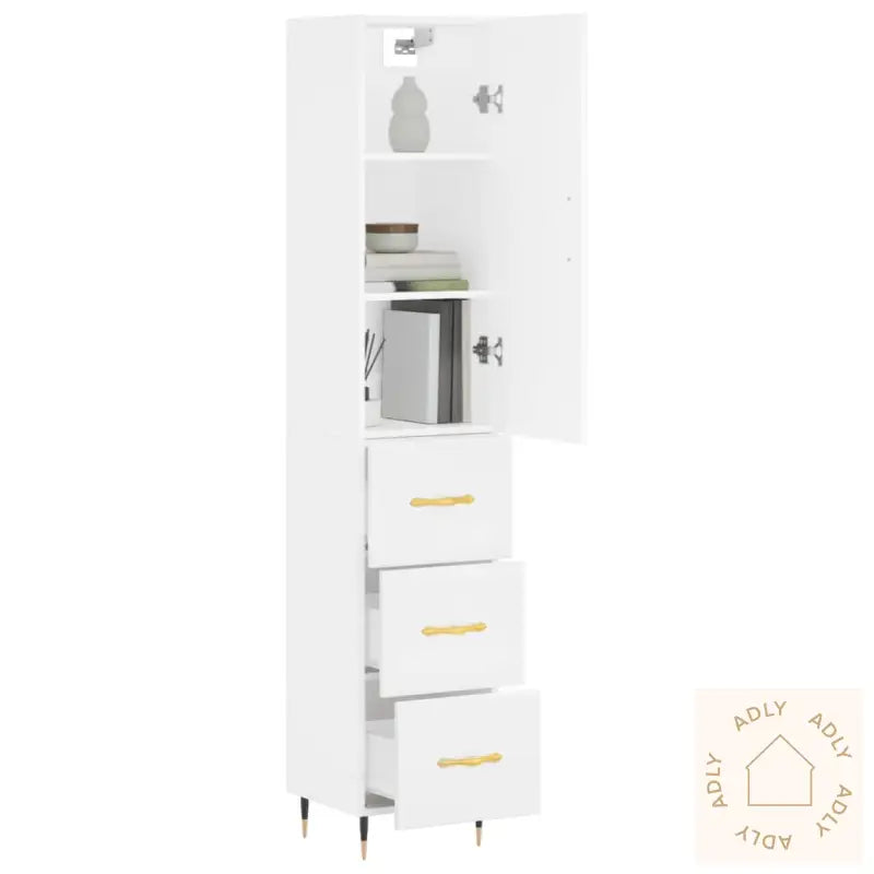 Highboard Hvit 34,5X34X180 Cm Konstruert Tre