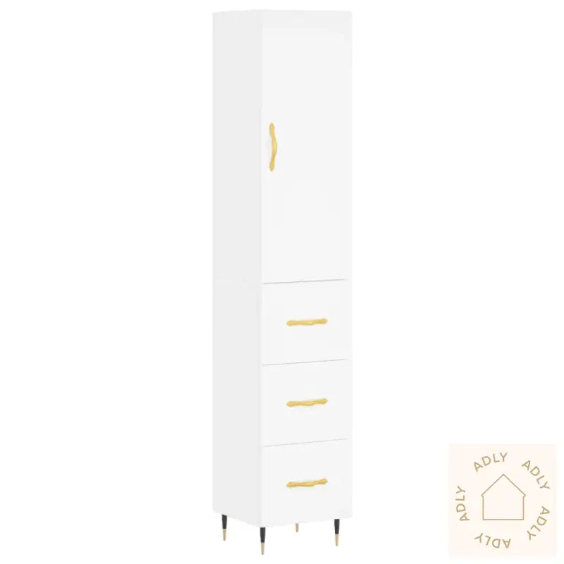 Highboard Hvit 34,5X34X180 Cm Konstruert Tre