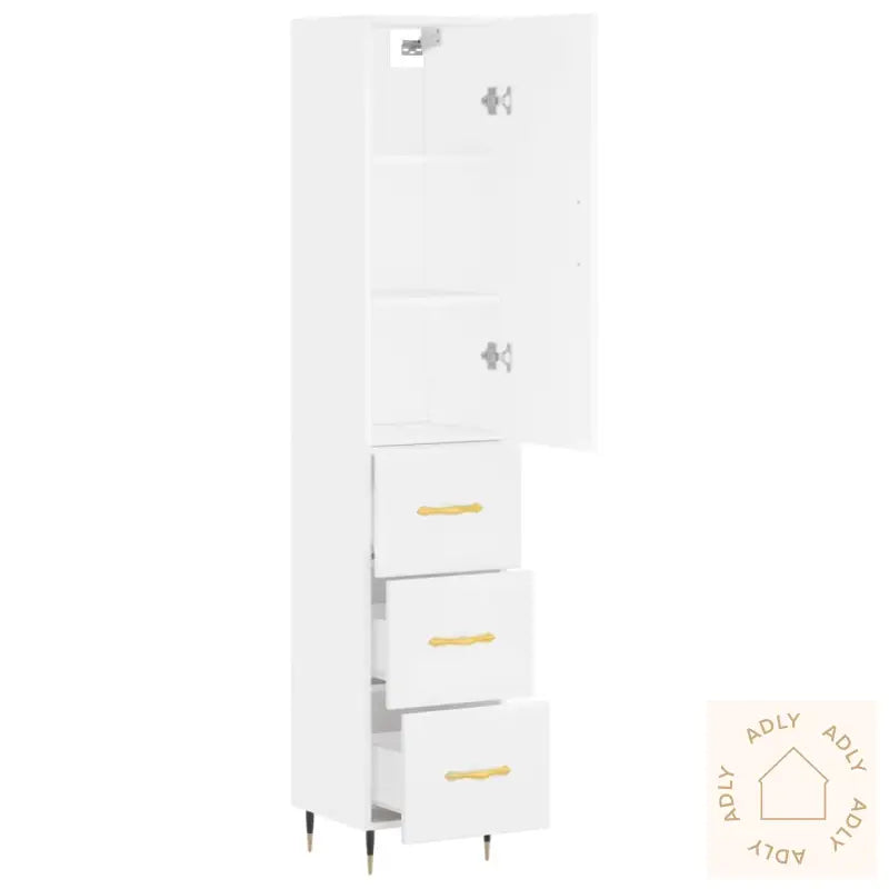Highboard Hvit 34,5X34X180 Cm Konstruert Tre