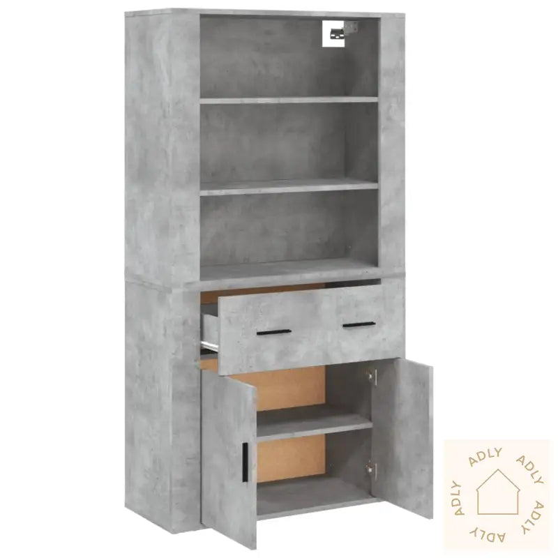 Highboard Betonggrå Konstruert Tre