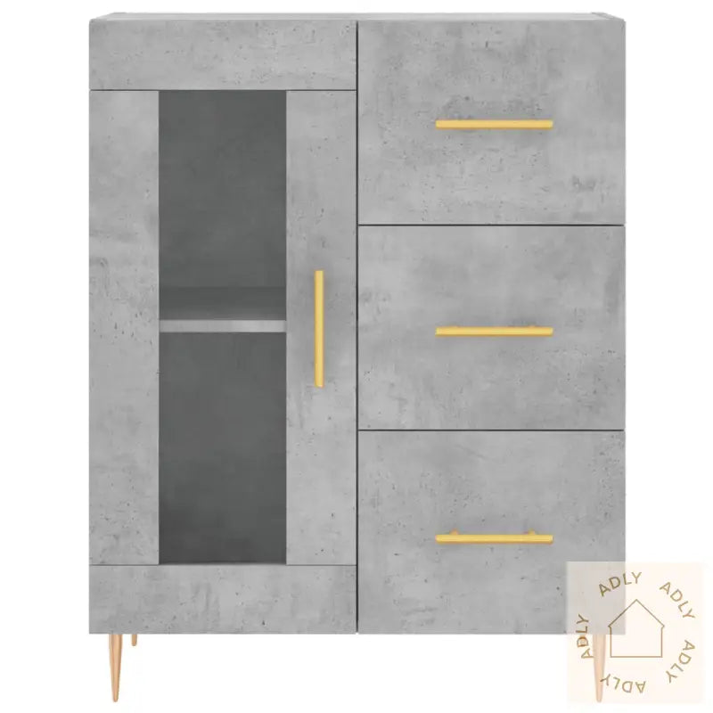 Highboard Betonggrå 69,5X34X180 Cm Konstruert Tre