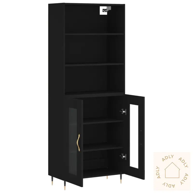 Highboard Svart 69,5X34X180 Cm Konstruert Tre