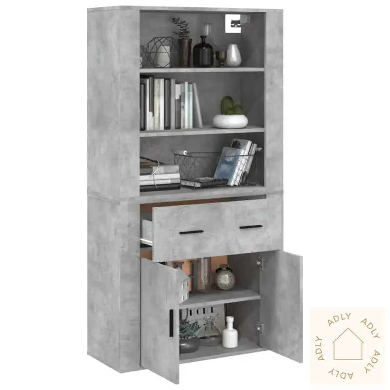 Highboard Betonggrå Konstruert Tre